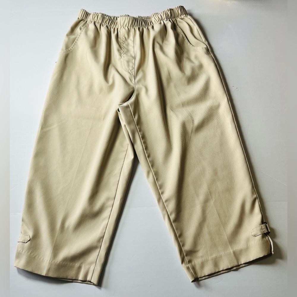 Minimalist Beige Wide Leg Cropped Trousers Capris